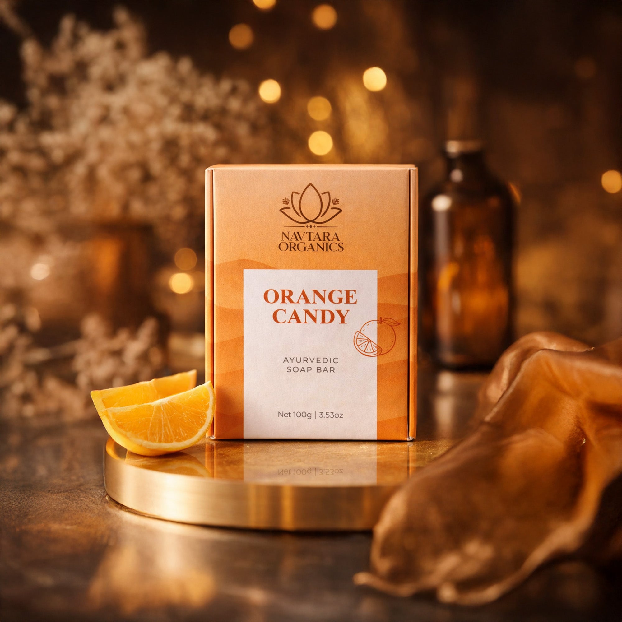 Orange Candy Ayurvedic Soap Bar | Navtara Organics (100g)
