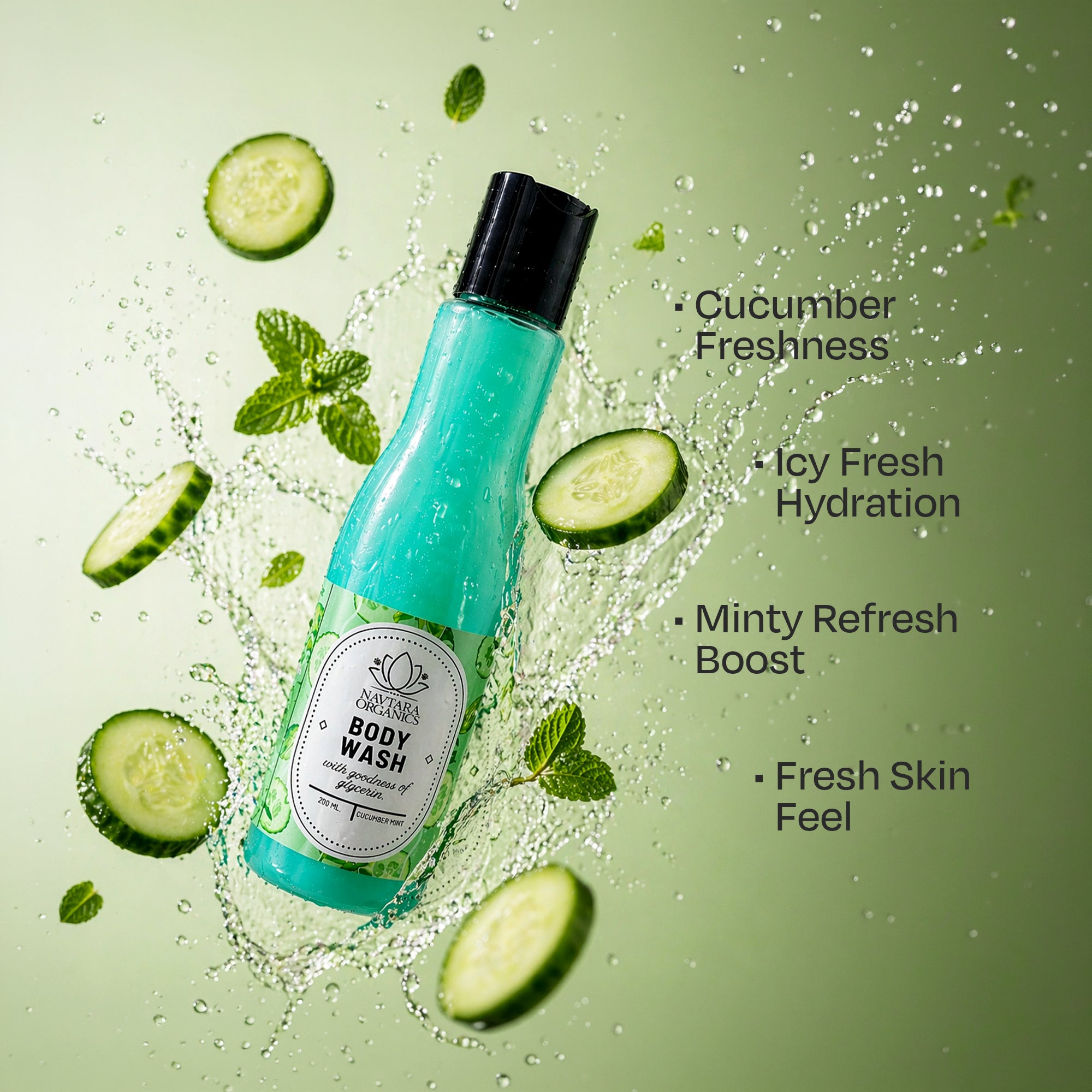 Cucumber Mint Body Wash | Navtara Organics (200ml)