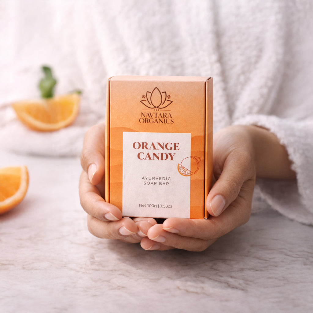 Orange Candy Ayurvedic Soap Bar | Navtara Organics (100g)