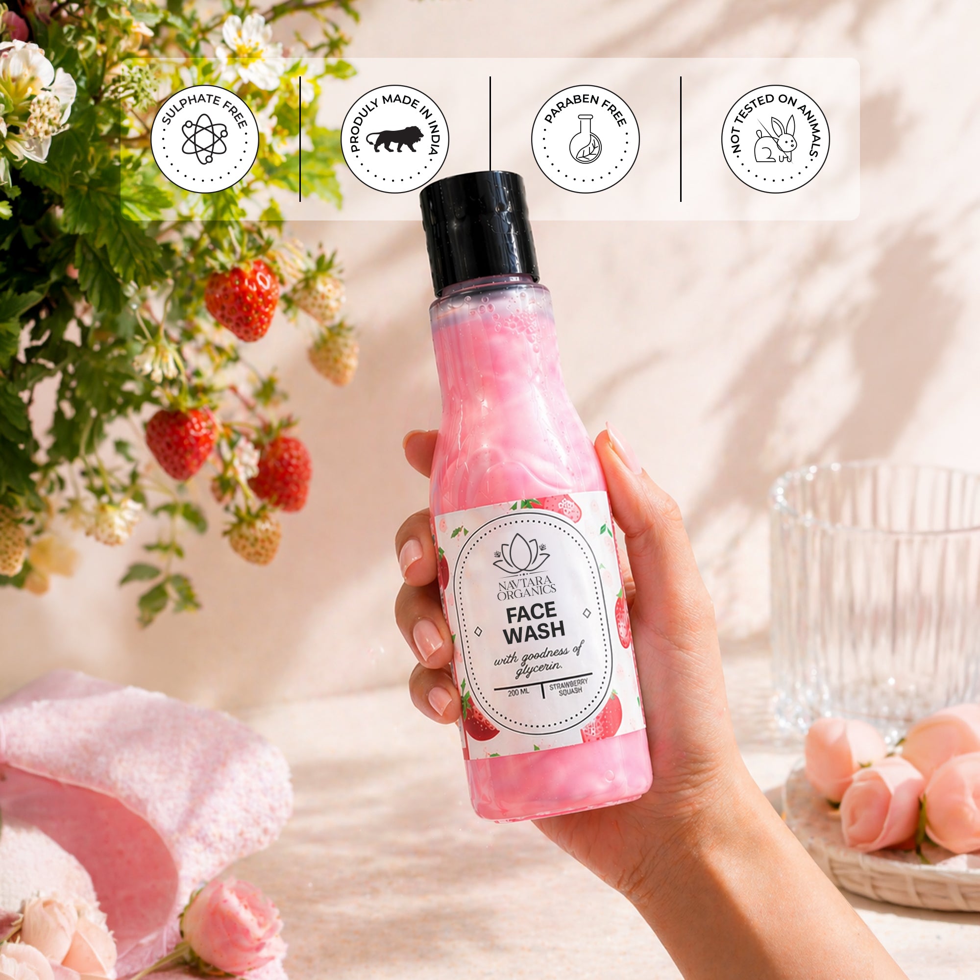 Strawberry Squash Face Wash | Navtara Organics (200ml)